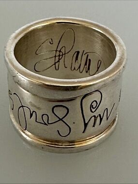 MILOR 925 sterling Silver  Script Engraved Band Ring size 6